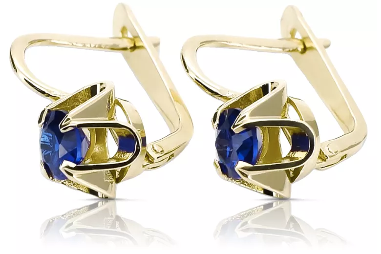 Bijoux vintage Des boucles d'oreilles Saphir Or jaune 14 carats vec018y